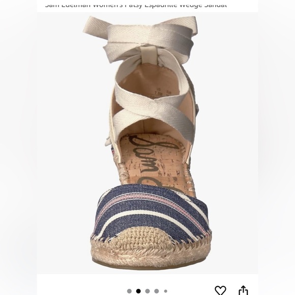 Sam Edelman Women's Patsy Espadrille Wedge Sandal Blue Americana Stripe Size 7.5 - Picture 2 of 16